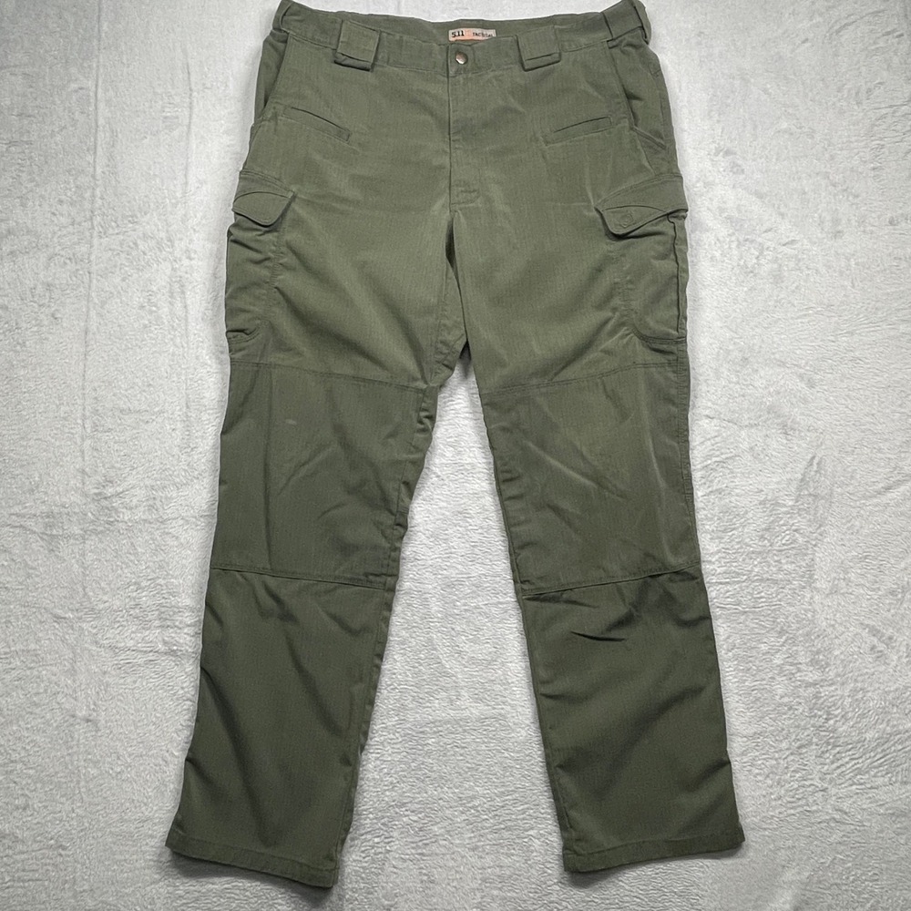 5.11 Tactical Cargo Pants Mens 38x32 Olive Green Ripstop Reinforced Knee Work